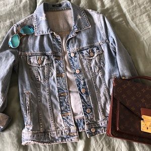 Distressed J Crew jean jacket